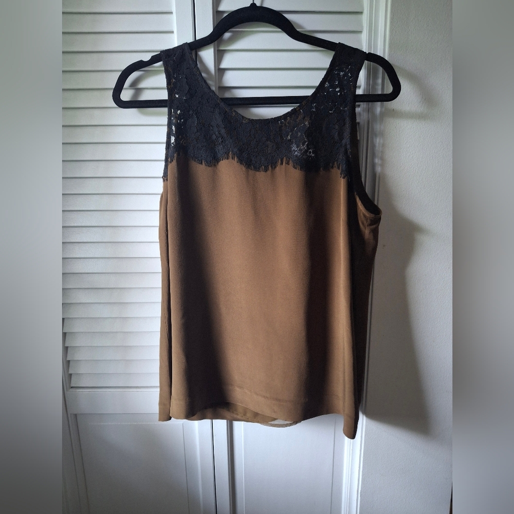 J. Crew Brown Tank Top with Black Lace
